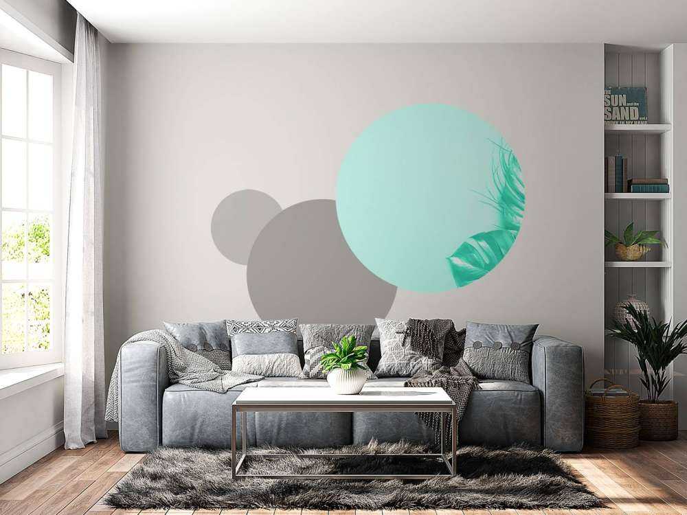 Blauwe achtergrond met exotische bladeren