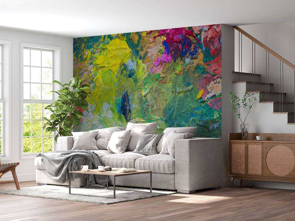 Close-up van een kleurrijk schilderwerk