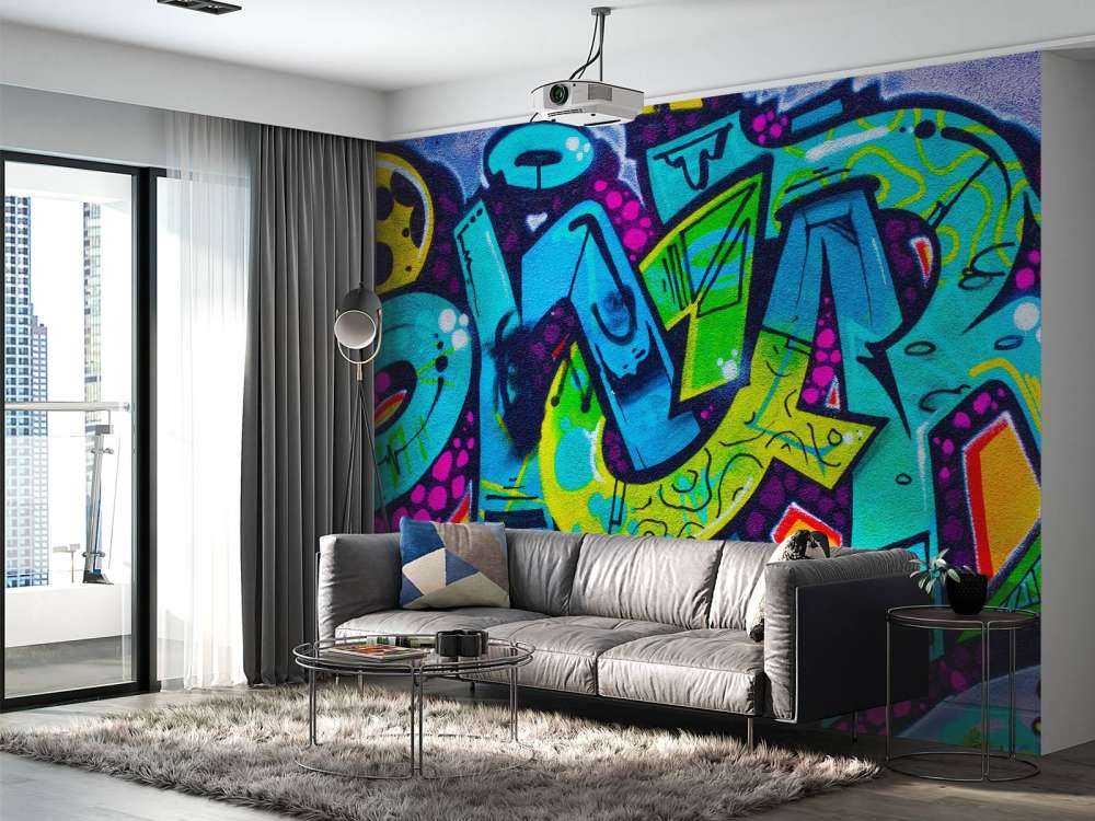 Kleurrijke graffiti creatie op een muur