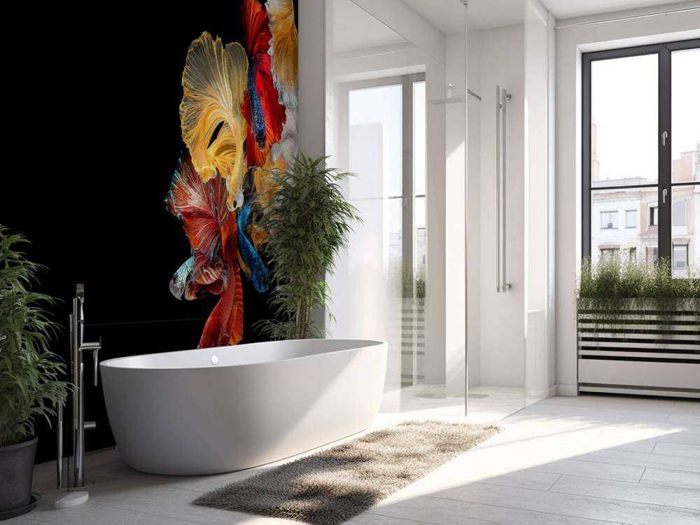 Betta vissen met een zwarte achtergrond