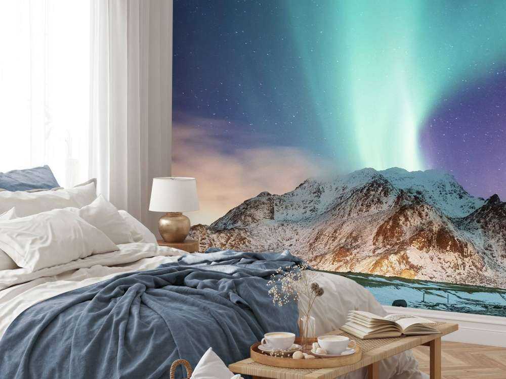 Noorderlicht met Verlichte berg