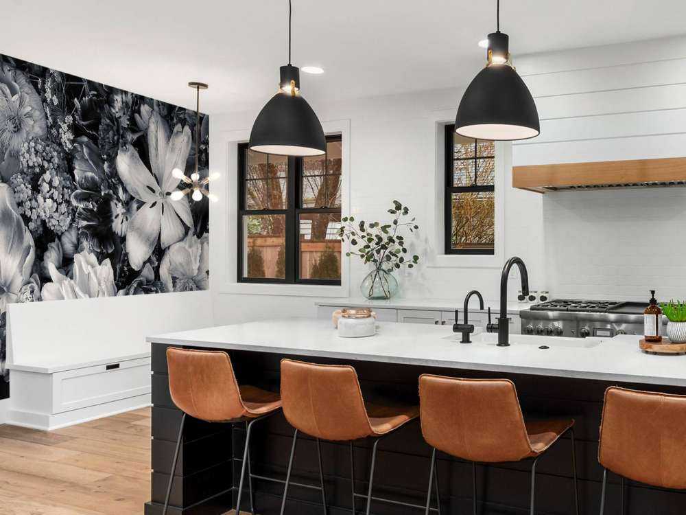 Boeket van bloemen in zwart-wit