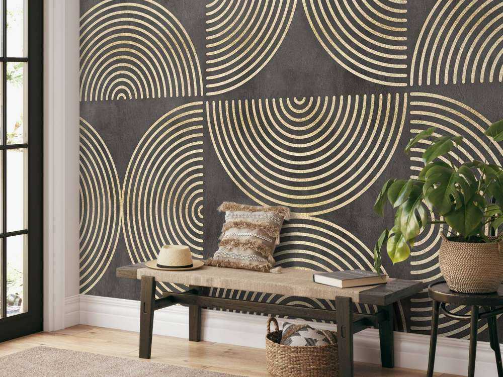 Eclectic Circles Modern Art Gold Brown