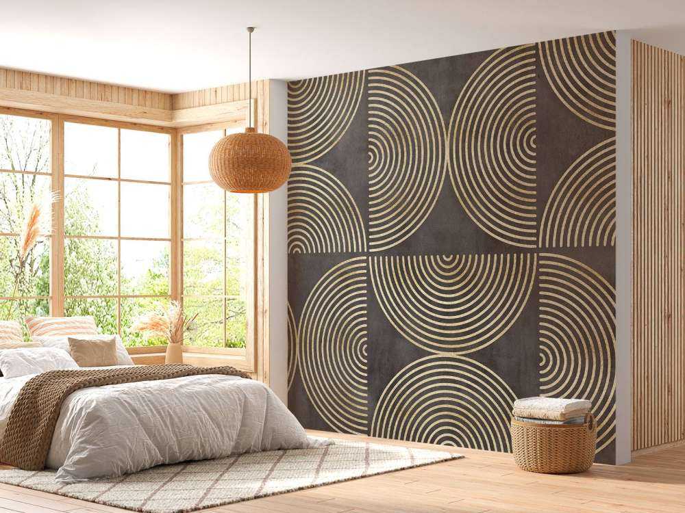 Eclectic Circle Modern Art Gold Brown