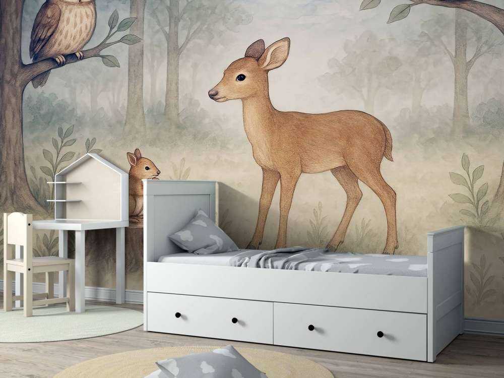 Maanlicht in het bos met dieren