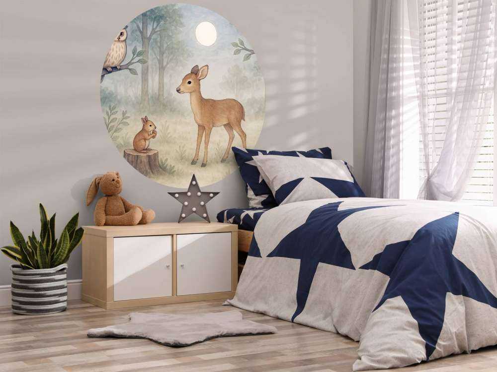 Maanlicht in het bos met dieren