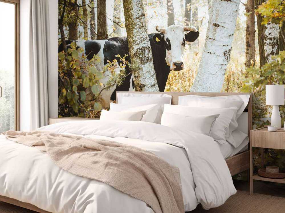 Nieuwsgierige Koe in het Woud