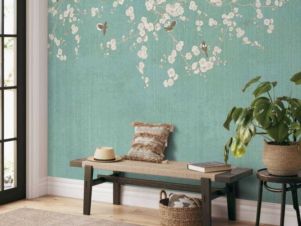 Bloesemtakken en vliegende mussen