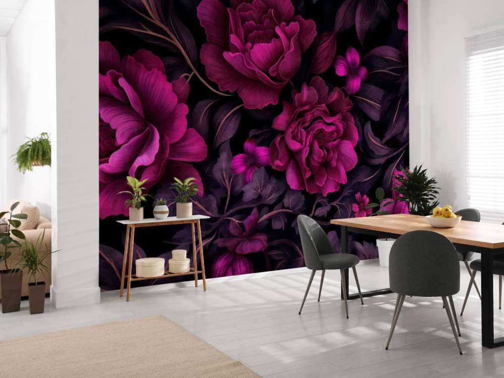 Velveteen dark moody flowers fuchsia pink