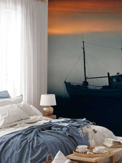 Boot tijdens de zonsondergang
