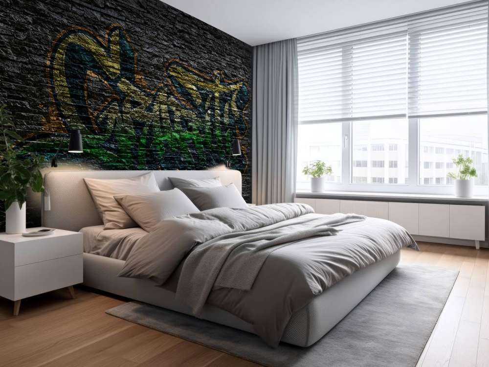 Graffiti op zwarte stenen