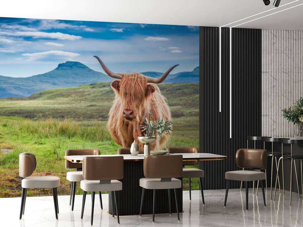 Schotse Hooglander in een berglandschap