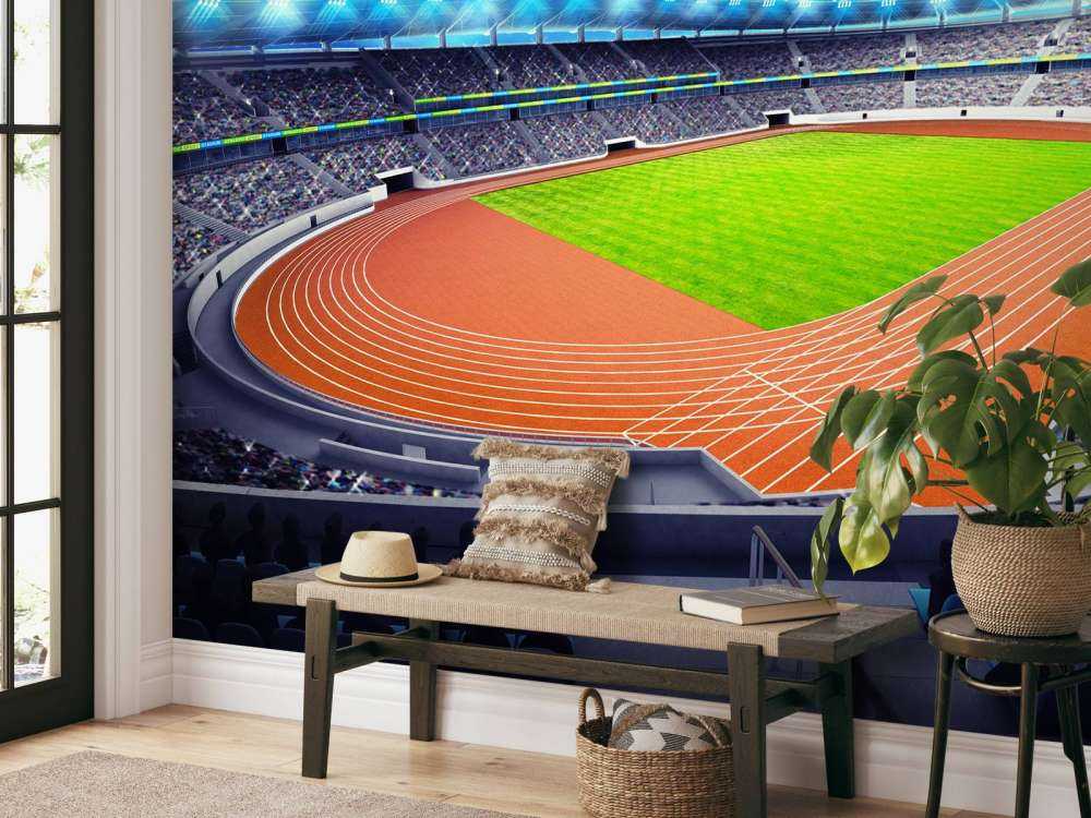 Atletiekstadion in de avond