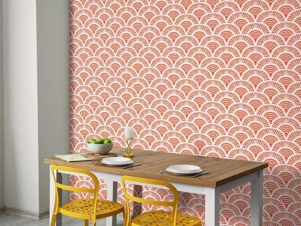 Oranje golfjes print