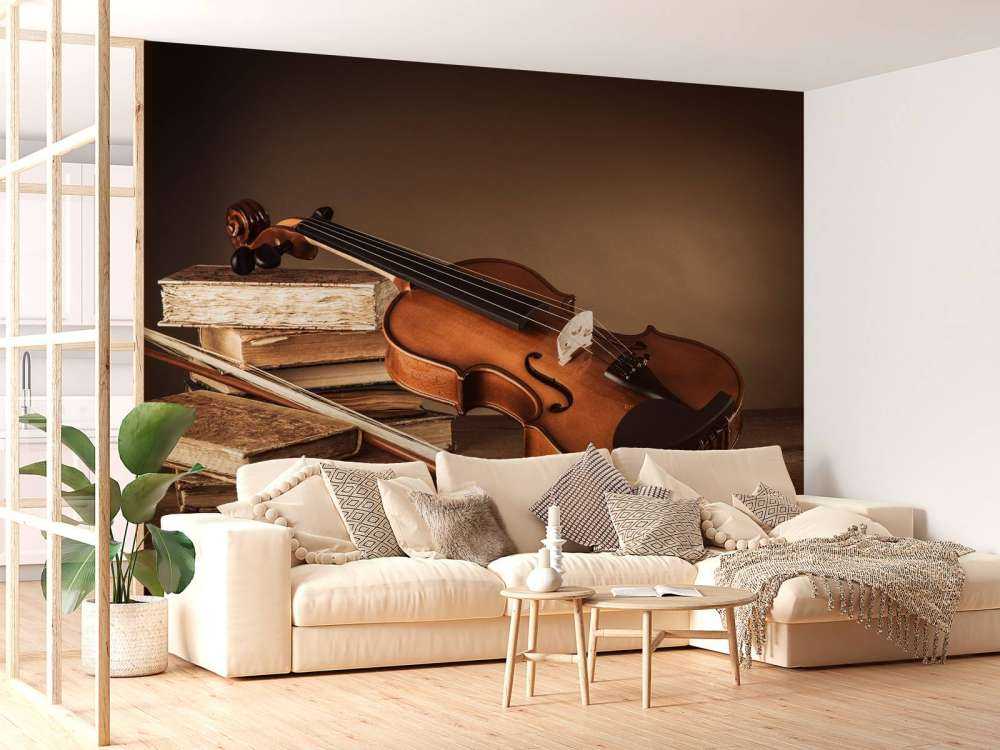 Viool met oude boeken