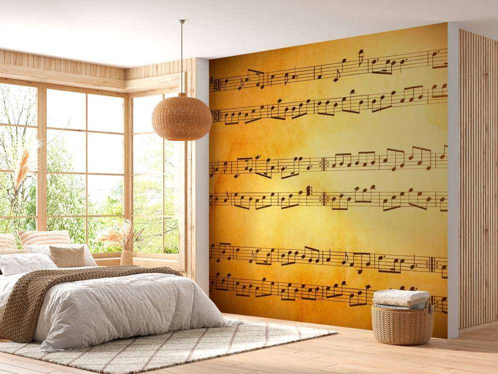 Oud blad met muzieknoten