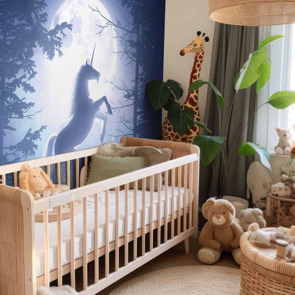 Unicorn bij volle maan