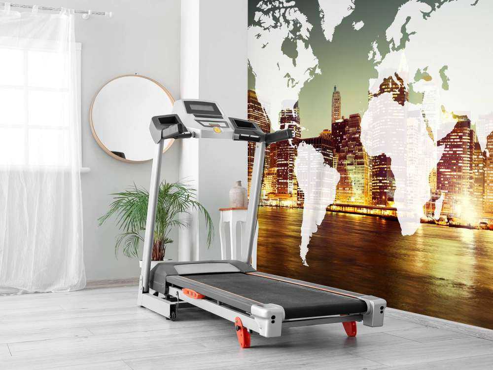 Wereldkaart met een stad op de achtergrond