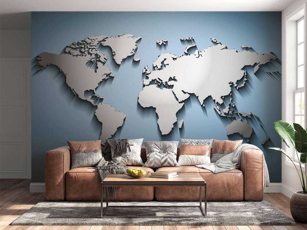 Zilveren wereldkaart in 3D