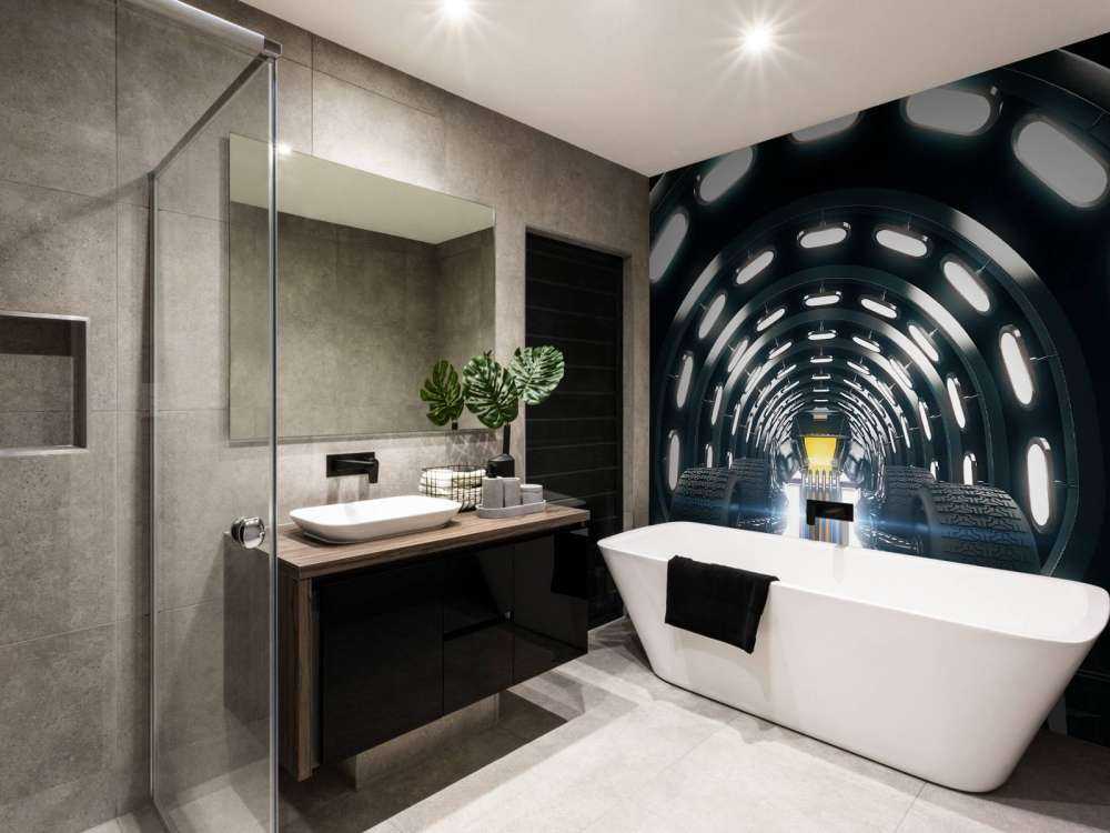 Race auto in een verlichte tunnel