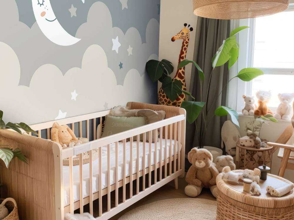 Maan met sterren in de wolken