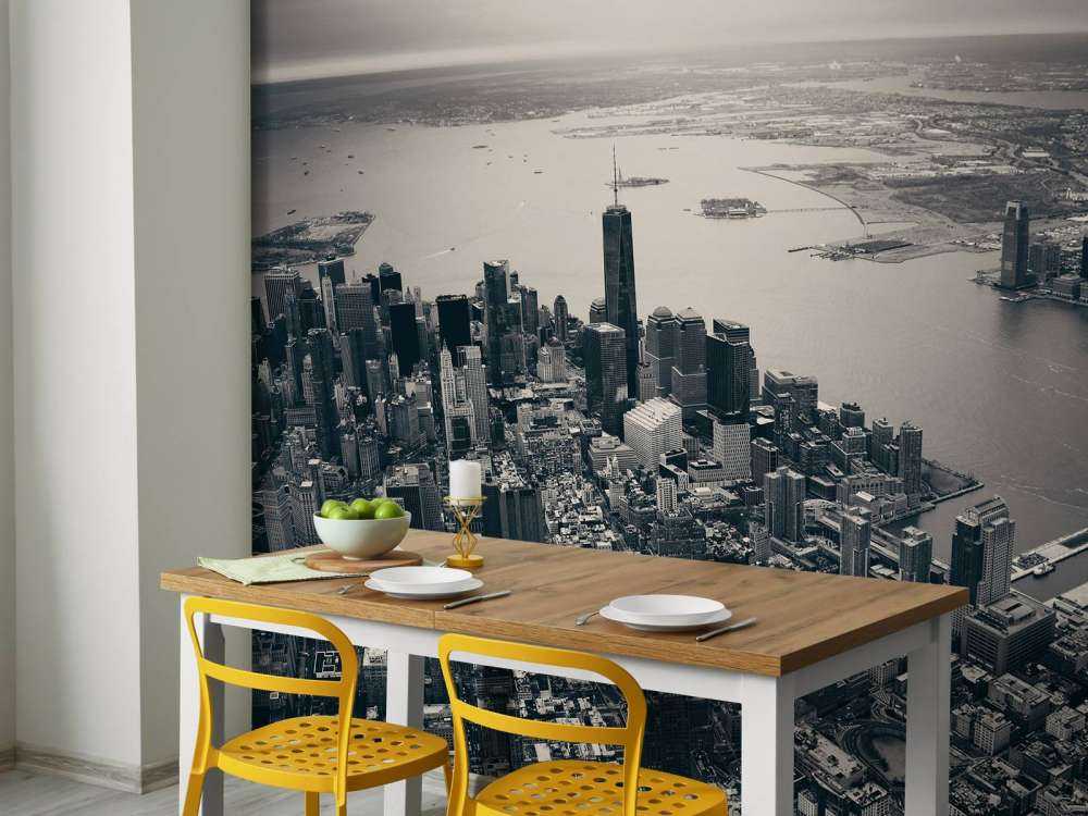 New York luchtfoto in zwart-wit