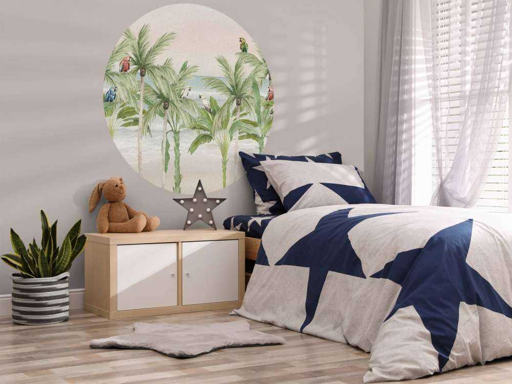 Papegaaien op het strand in kleur