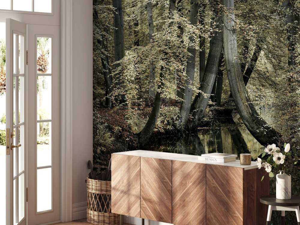Beekje met hangende bomen