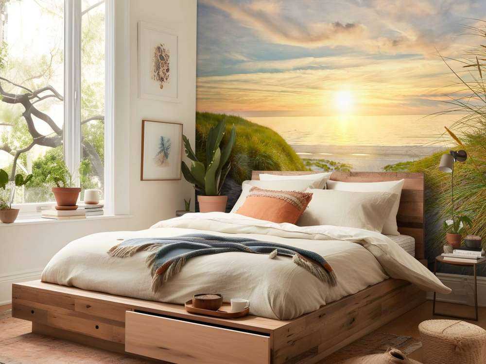 Zonsondergang aan duinstrand