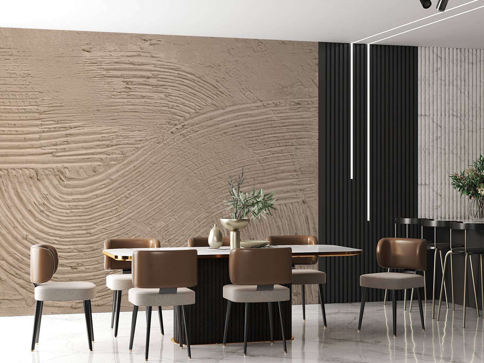 Lijnen met structuur in taupe