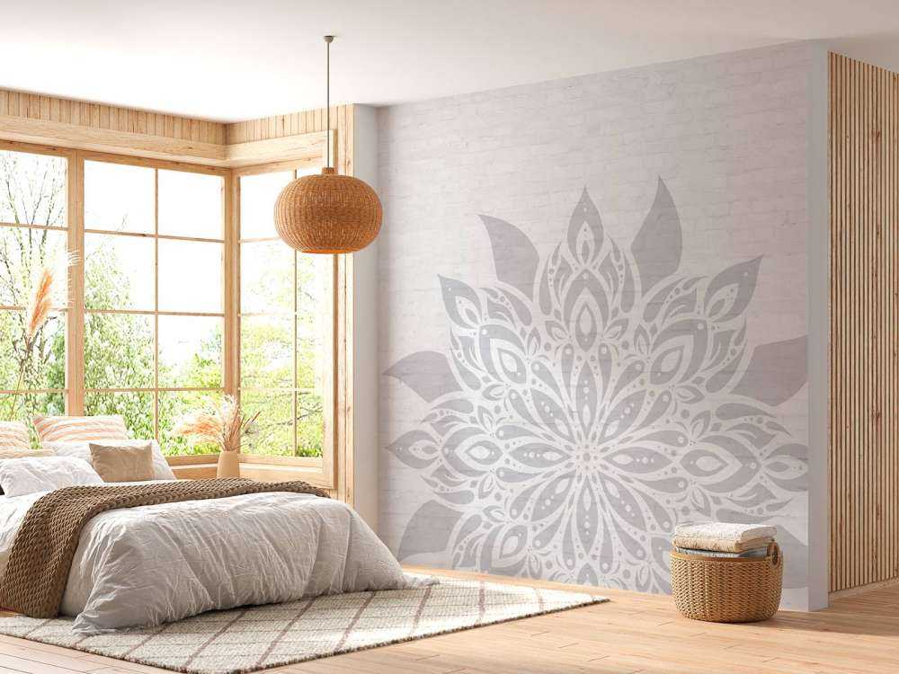 Lichtgrijze Mandala Op Baksteen