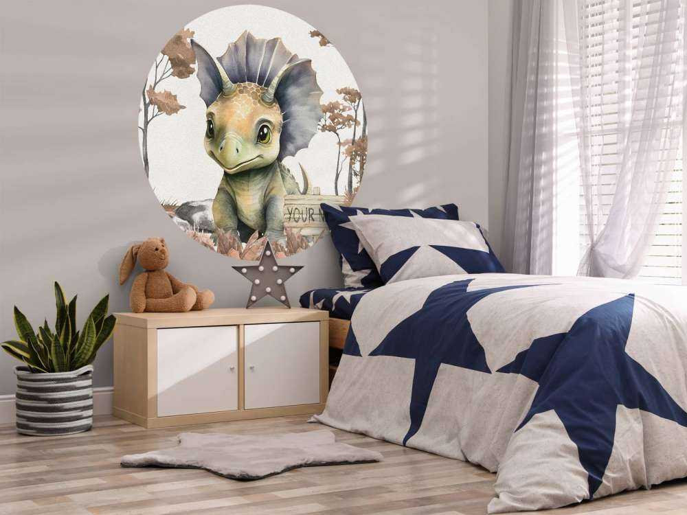 Baby triceratops in de jungle taupe
