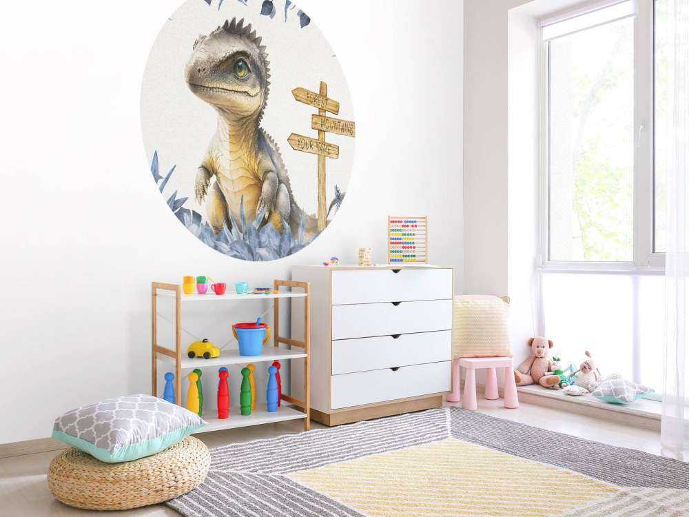 Baby spinosaurus in de jungle blauw