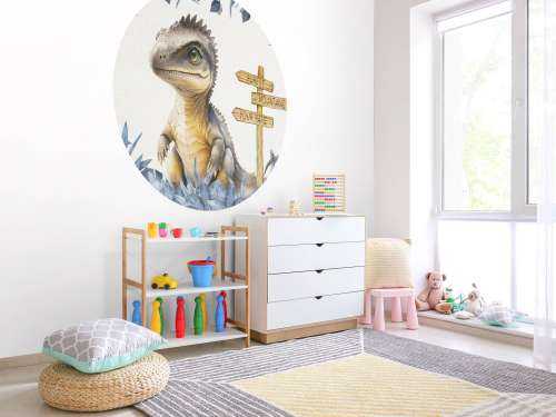 Baby spinosaurus in de jungle blauw