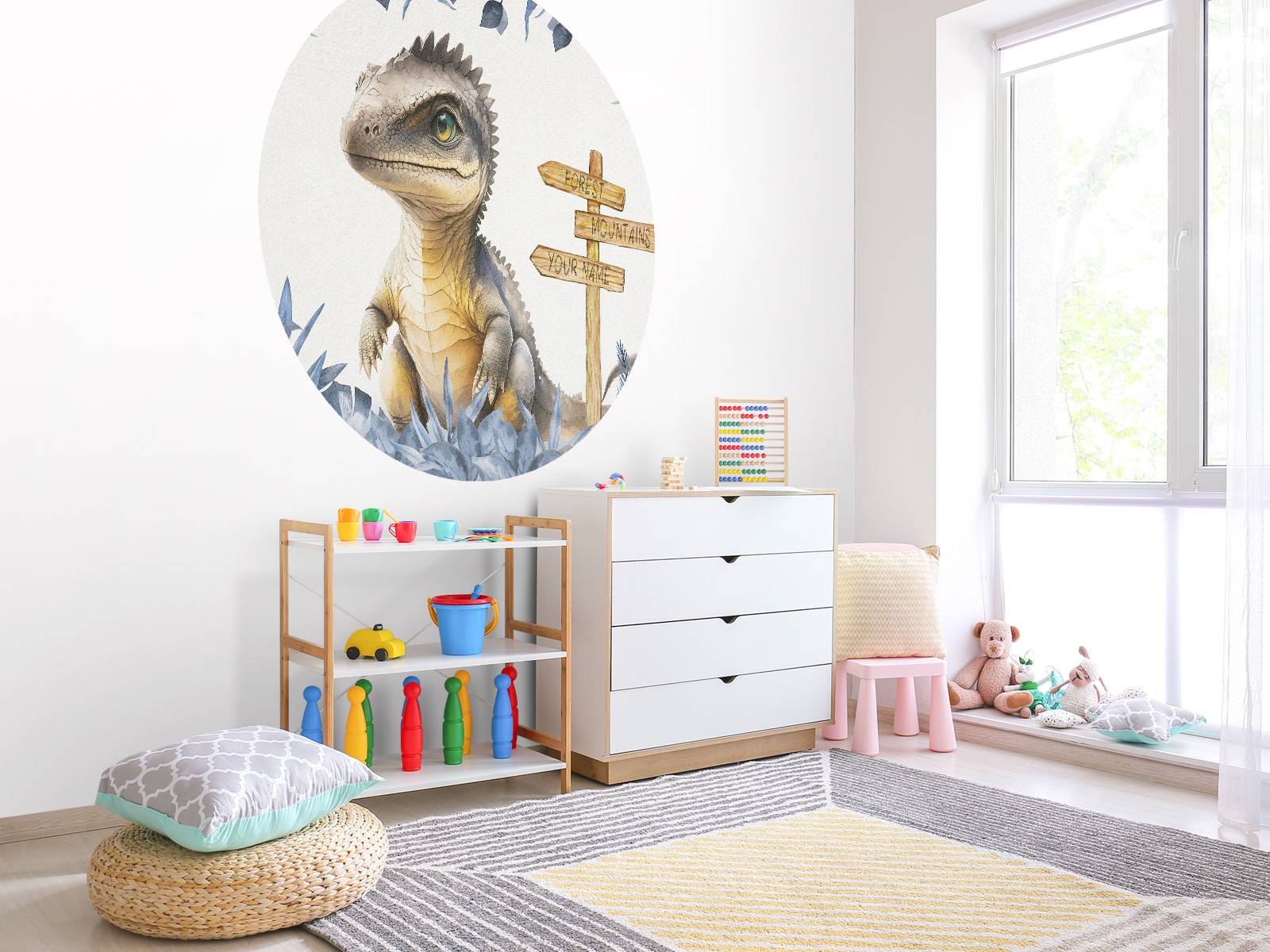 Baby spinosaurus in de jungle blauw