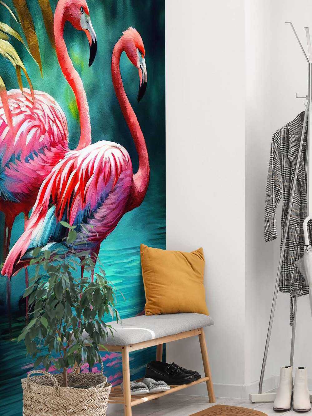 Fluweelroze Flamingo Duo