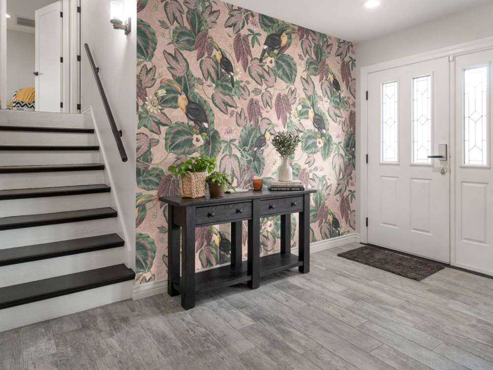 Tropische Jungle vogels & Toekans - roze