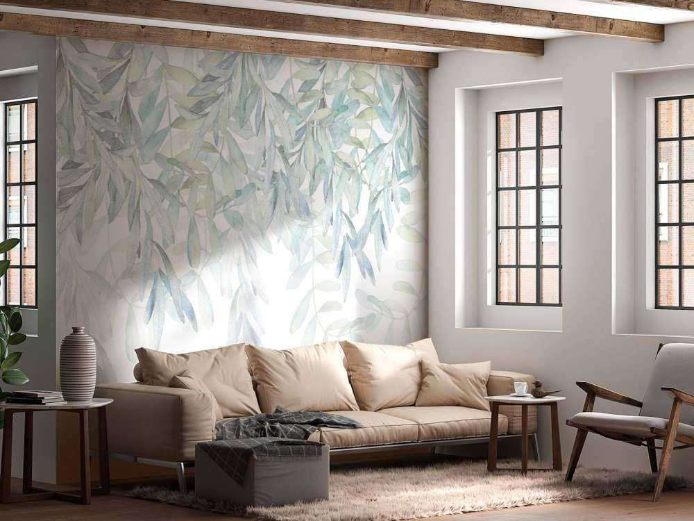 Pastelkleurige waterverf bladeren