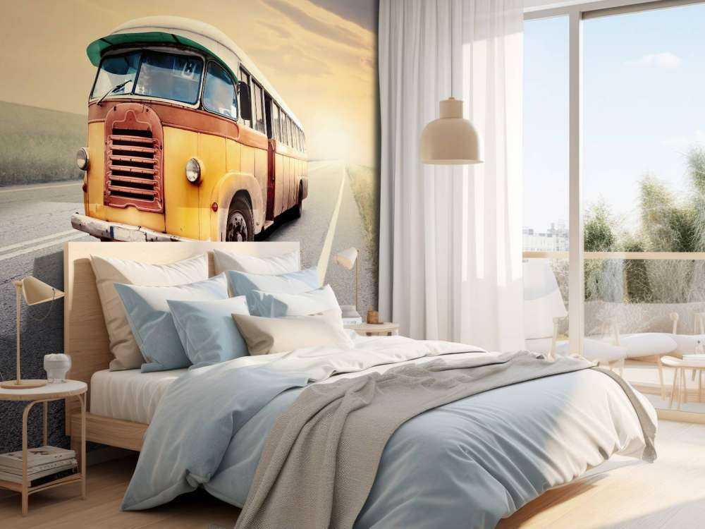 Bus op een verlaten weg