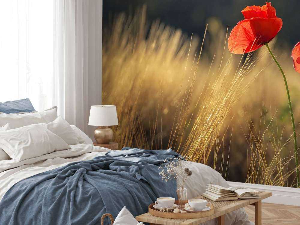 Klaprozen in een tarweveld