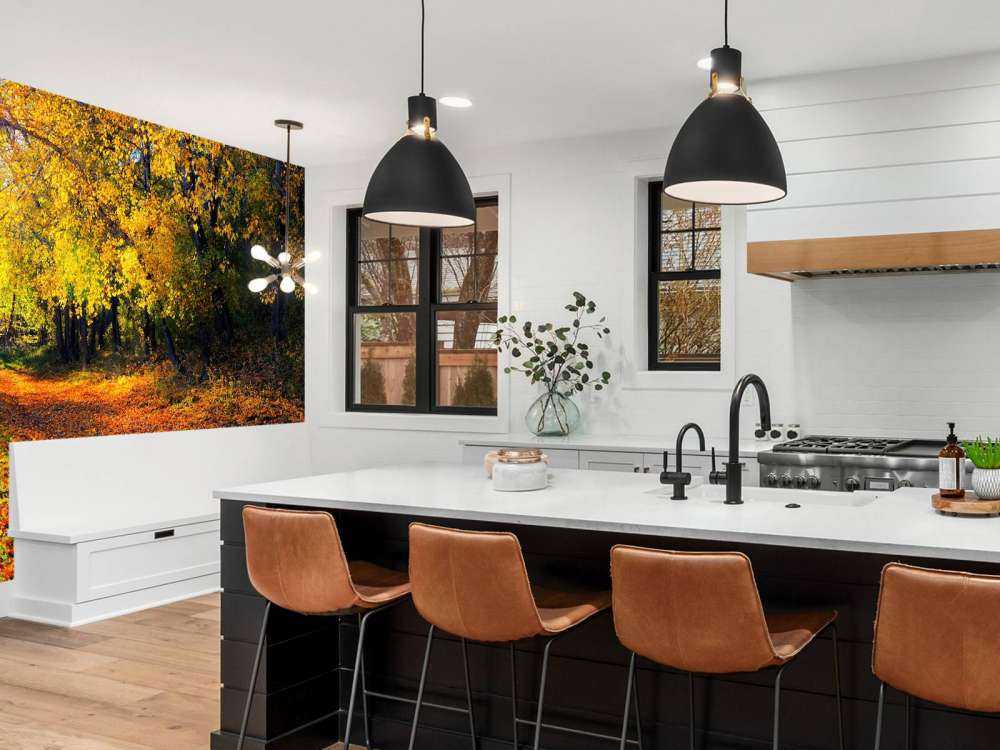 Herfstbos met Bomen en Bladeren