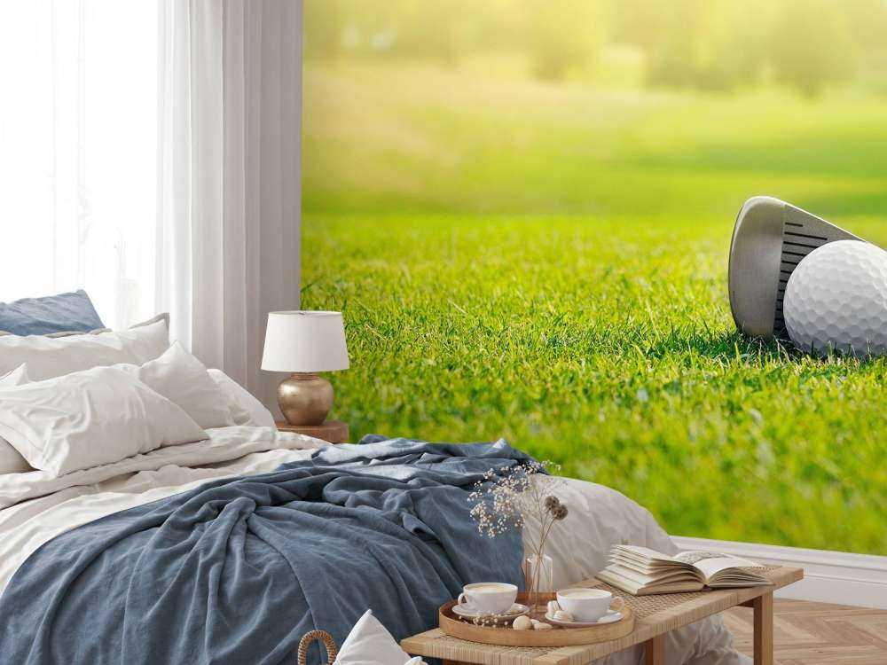 Golfclub met bal close-up