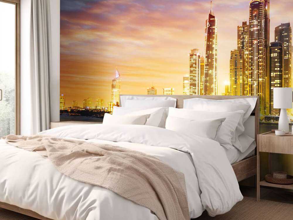 Skyline van Dubai vanaf Palm Jumeirah