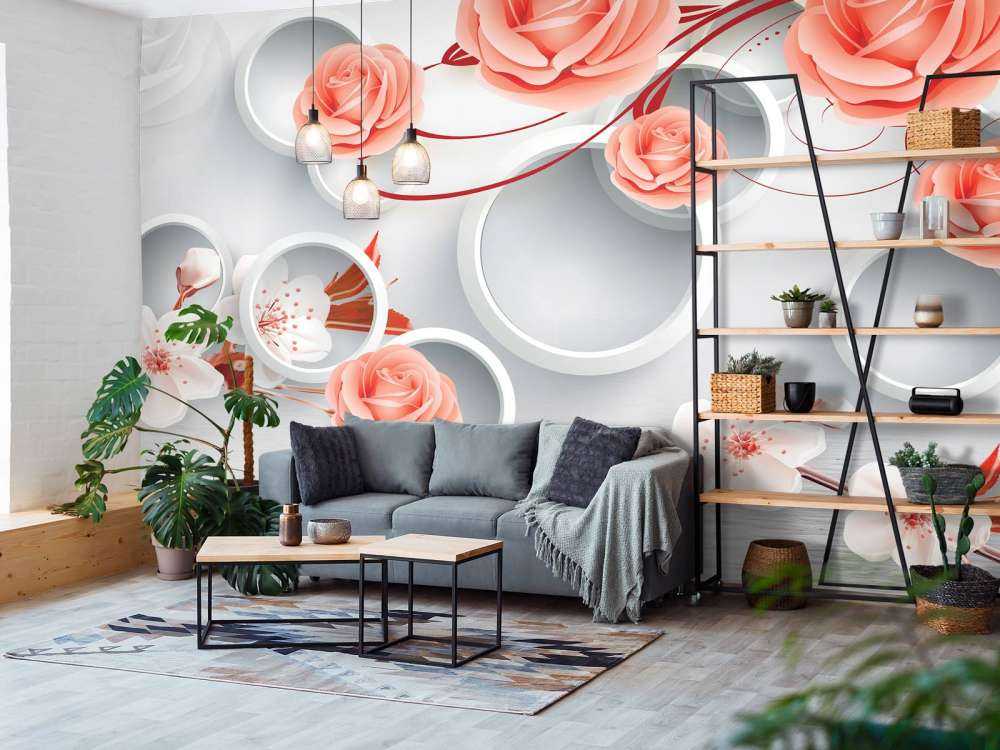 3D cirkels en bloemen