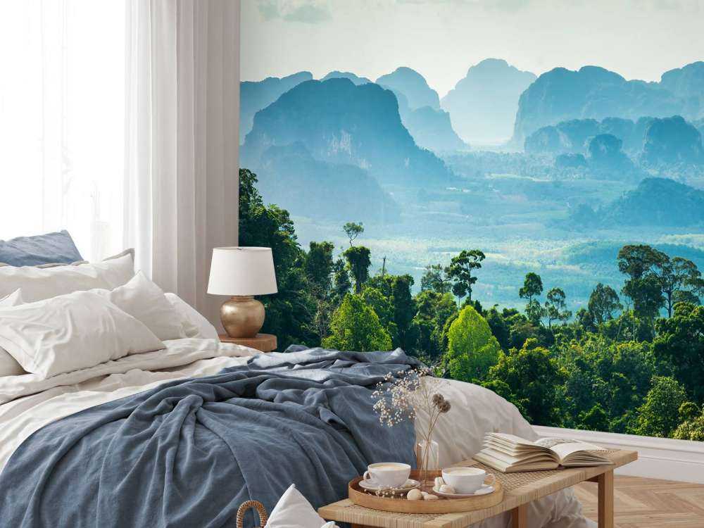 Mistig landschap in Thailand