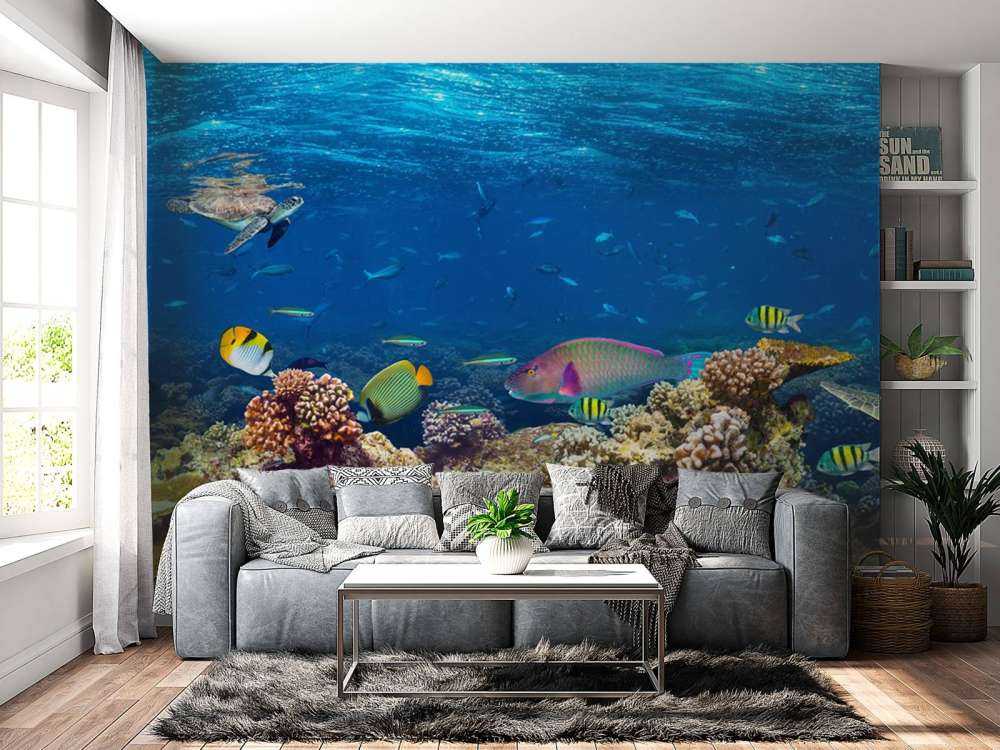 Koraalrif met veel verschillende soorten onderwater dieren