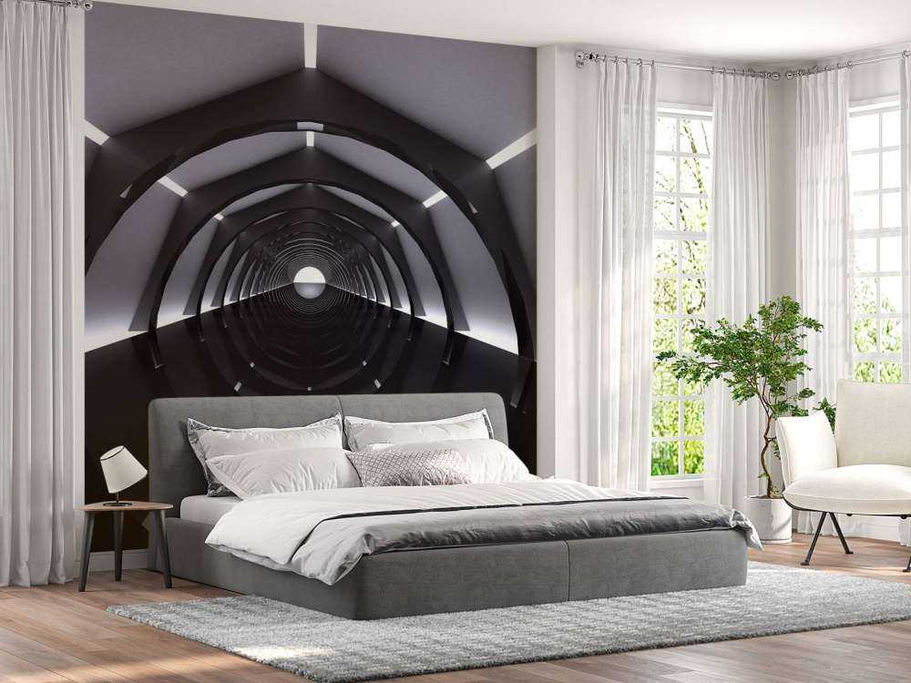 Futuristische tunnel met reflecterende vloer