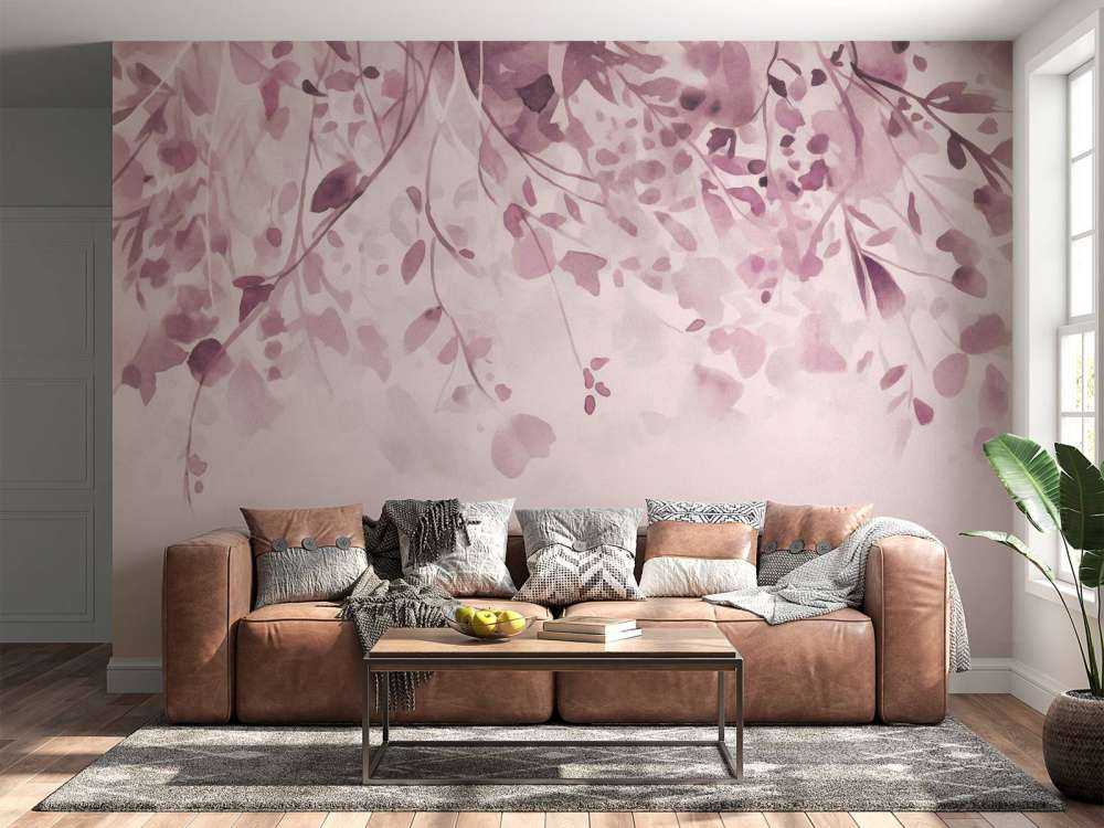 Hanging flowers pastel pink watercolor art