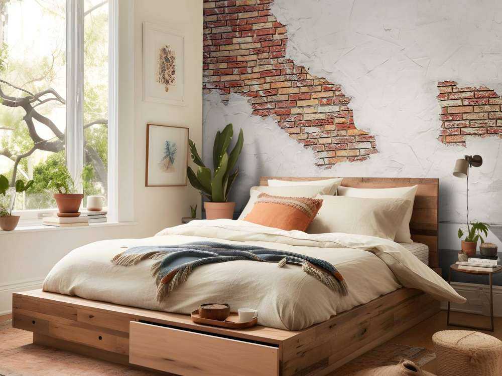 Baksteen muur met stucwerk