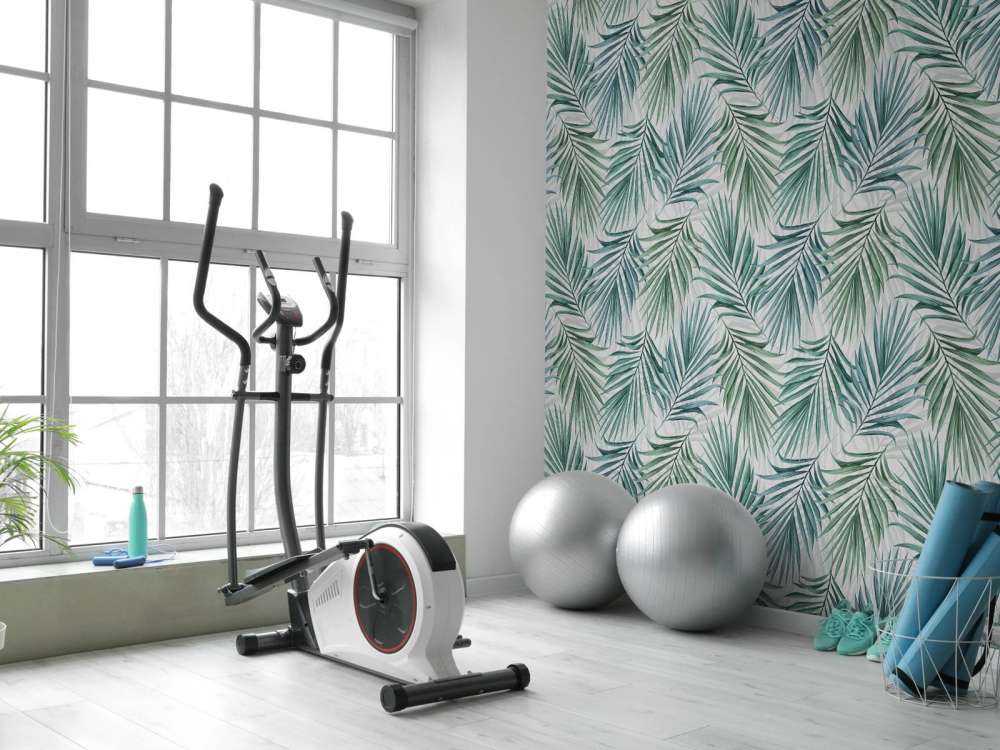 Blauwe en groene palmbladeren